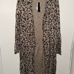 Premise Tan and Black Leopard Print Cardigan